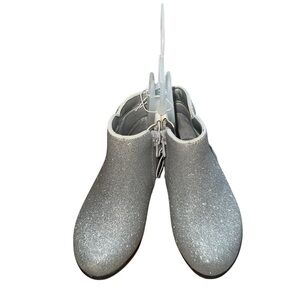 Cat & Jack Toddler Girls Ankle Boots Booties Size 7 Silver Sparkling Zipper NWT